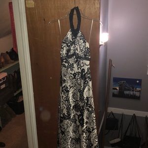 Black and white halter dress